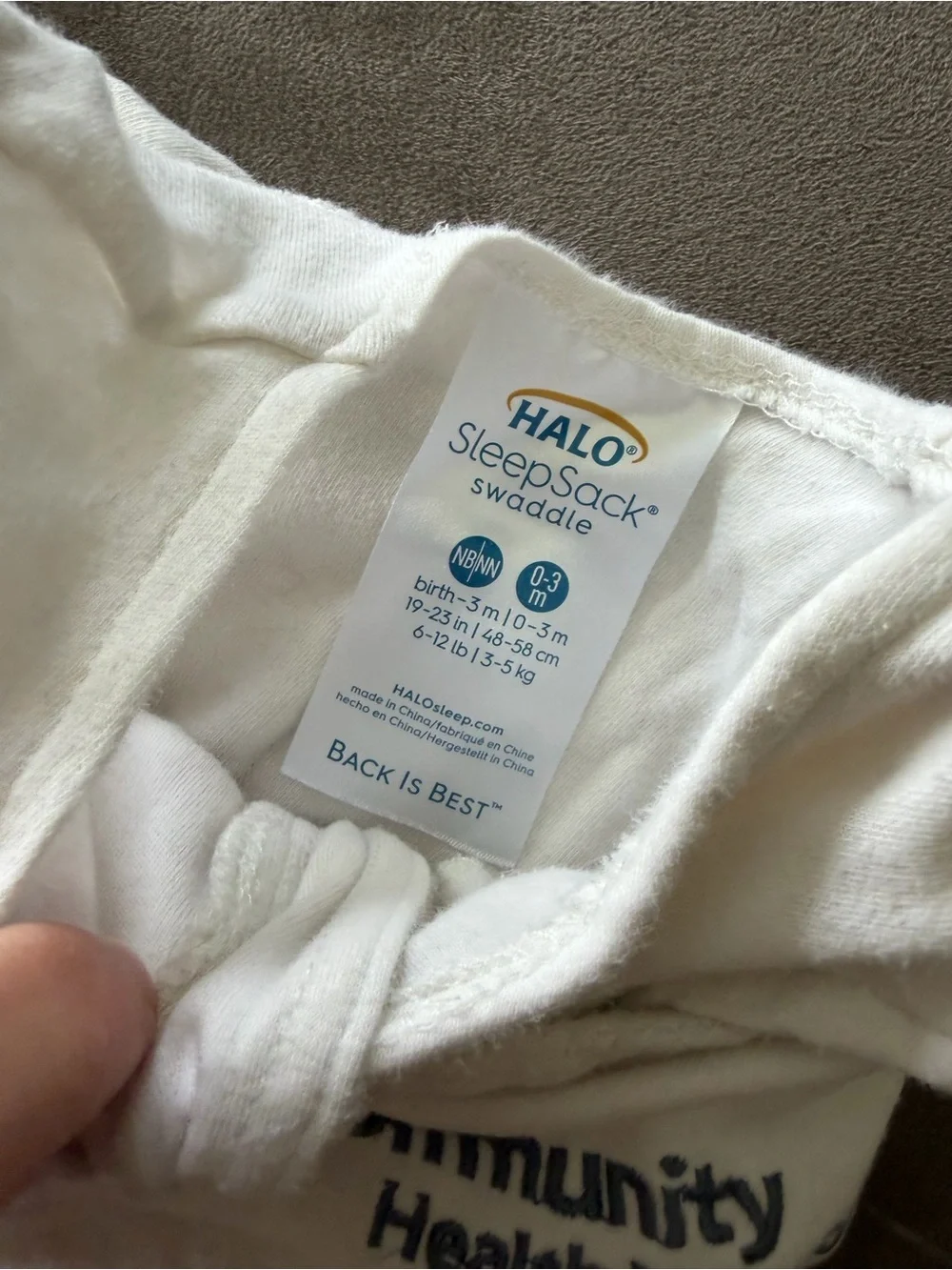Halo Sleep Sack Wearable Blanket swaddle- White with Community Health Network 2